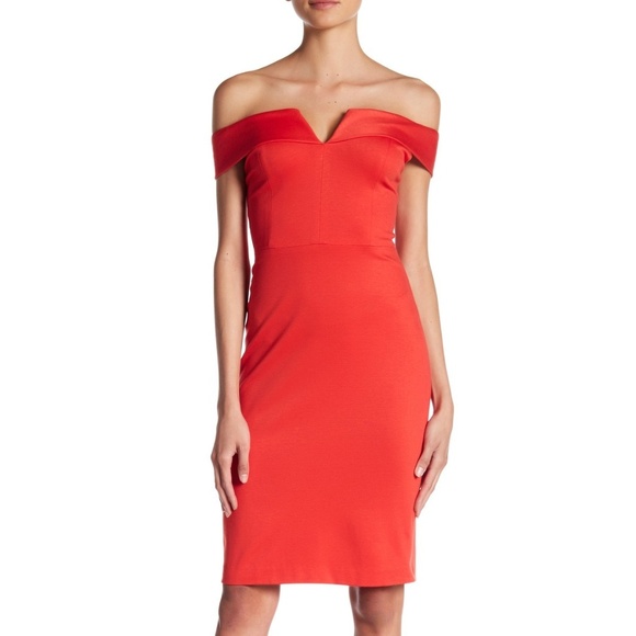 alice and olivia off the shoulder dress